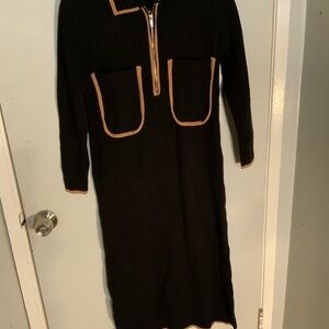 Zara Black Knit Top with Tan Accents